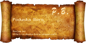 Poduska Bors névjegykártya